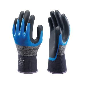 Afbeeldingen van Showa handschoen Nitril Foam Grip blauw/zwart 376R 7/M