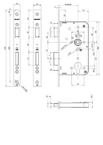 Afbeeldingen van ASSA ABLOY Deurslot, fluisterdagschoot 2430, doornmaat 60 mm, zonder sluitplaat, rechts, rvs