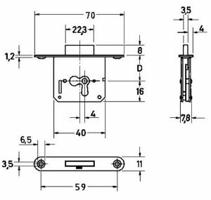 Afbeeldingen van JuNie® Meubelslot insteek 1732 35mm rs