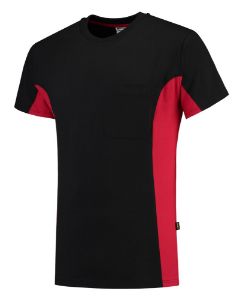 Afbeeldingen van TRICORP WORKWEAR T-Shirt Bicolor Borstzak 102002 Zwart/rood M