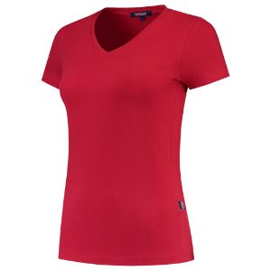 Afbeeldingen van TRICORP CASUAL T-Shirt V Hals Fitted Dames 101008 Rood M